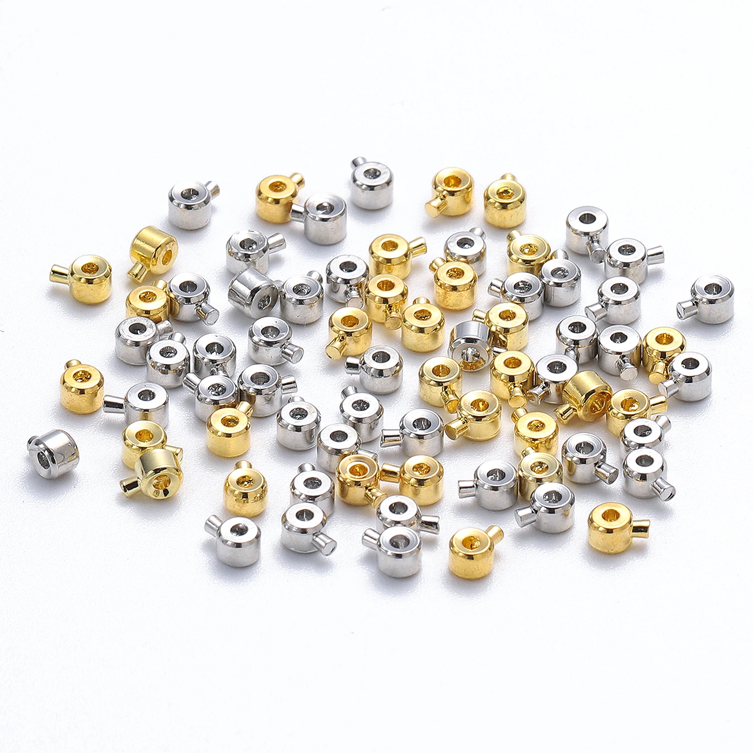 10pcs/lot Gold Color Stainless Steel Stopper Beads Crimp End Beads for Wire Stopper Rondelle Beads Diy Jewelry Accessories