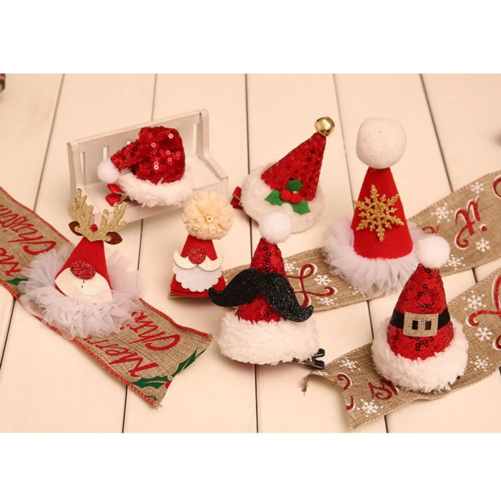 

3Pcs Santa Hat Hair Clips Red Sequin Christmas Hairpins Metal Alligator Clip Party Hair Accessories for Kids Adults