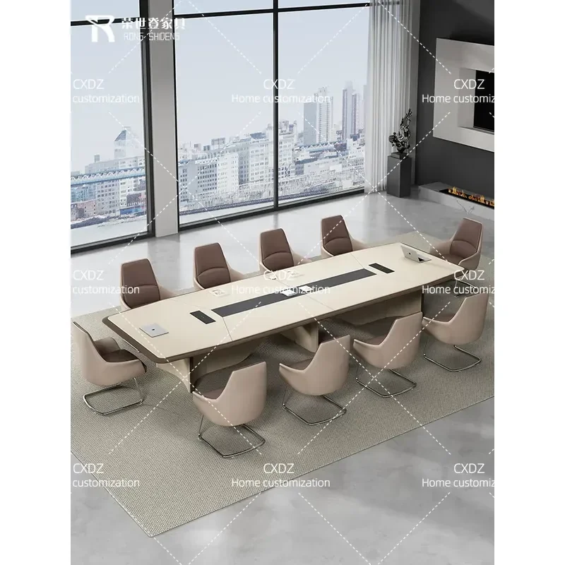 Modern Simple Conference Table Large Meeting Room Long Desk Office Negotiation Table with Chairs Combination for Business