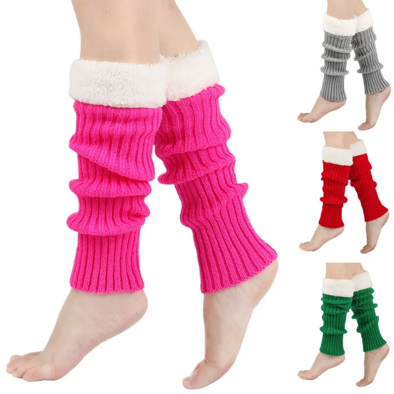 Womens Leg Warmers Ankle Thermal Winter Warm Stretch Knitted Slouch Ladies Thick Wool Cuffs Boot Socks Fuzzy Female Gaiter