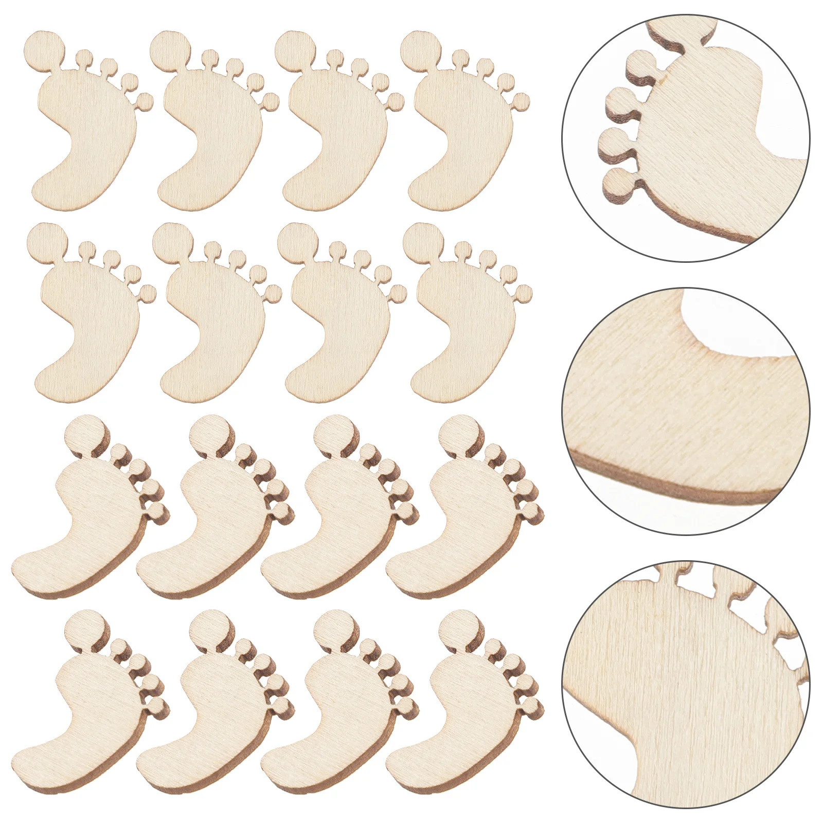 

20Pcs Unfinished Wood Foot Shape Blanks Smooth Surface DIY Decoration Halloween Wood Craft Slices for Handmade Ornaments