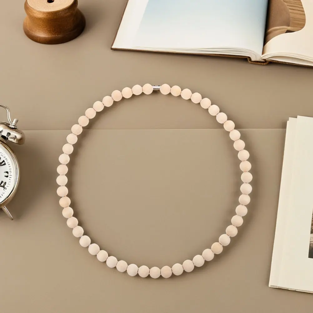 

2pcs Diy Wooden Bead Wreath 30Cm Stainless Steel Hoop Dream Catcher Frames For Boho Wedding Party Home Decoration Natural Wood