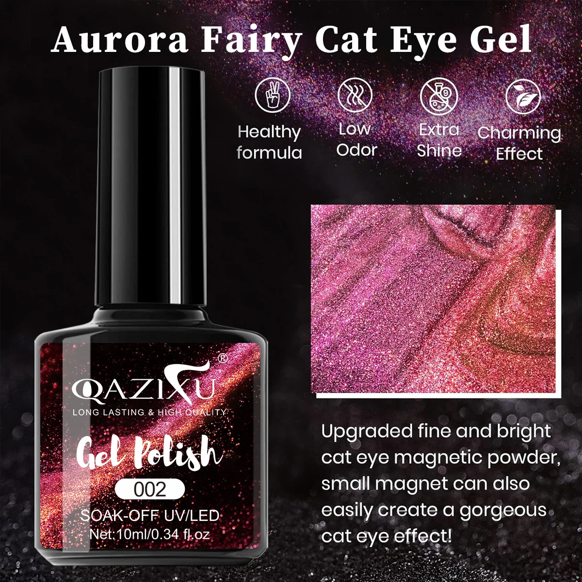 1-2 قطعة 10 مللي أورورا القط العين هلام مسمار البولندية بريق الترتر المغناطيسي مسمار البولندية نقع قبالة UV LED ورنيش مسمار الفن الشتاء #3