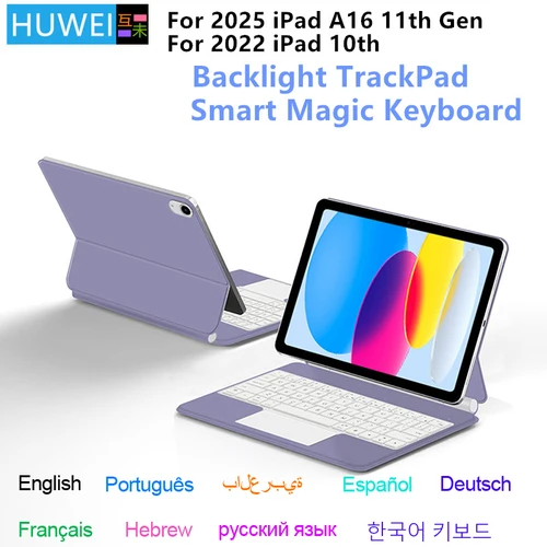 Imagen 1 del producto Teclado mágico HUWEI para Apple iPad 11. ° funda 2025 iPad A16 11. a generación 11 pulgadas 10. ° funda inteligente con Trackpad multitáctil