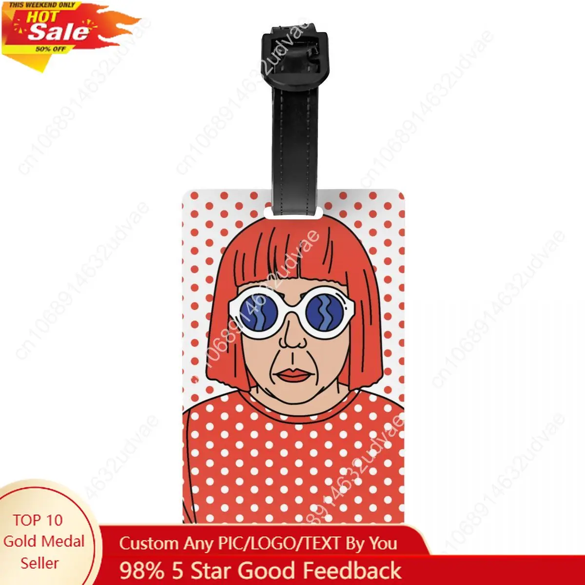 

Custom Yayoi Kusama Self Portrait Luggage Tag With Name Card Privacy Cover ID Label for Travel Bag Suitcase
