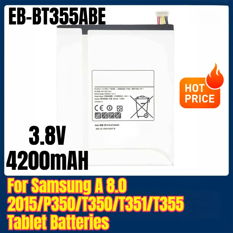 

EB-BT355ABE 3.8V 4200mAH Tablet Batteries for Samsung A 8.0 2015/P350/T350/T351/T355