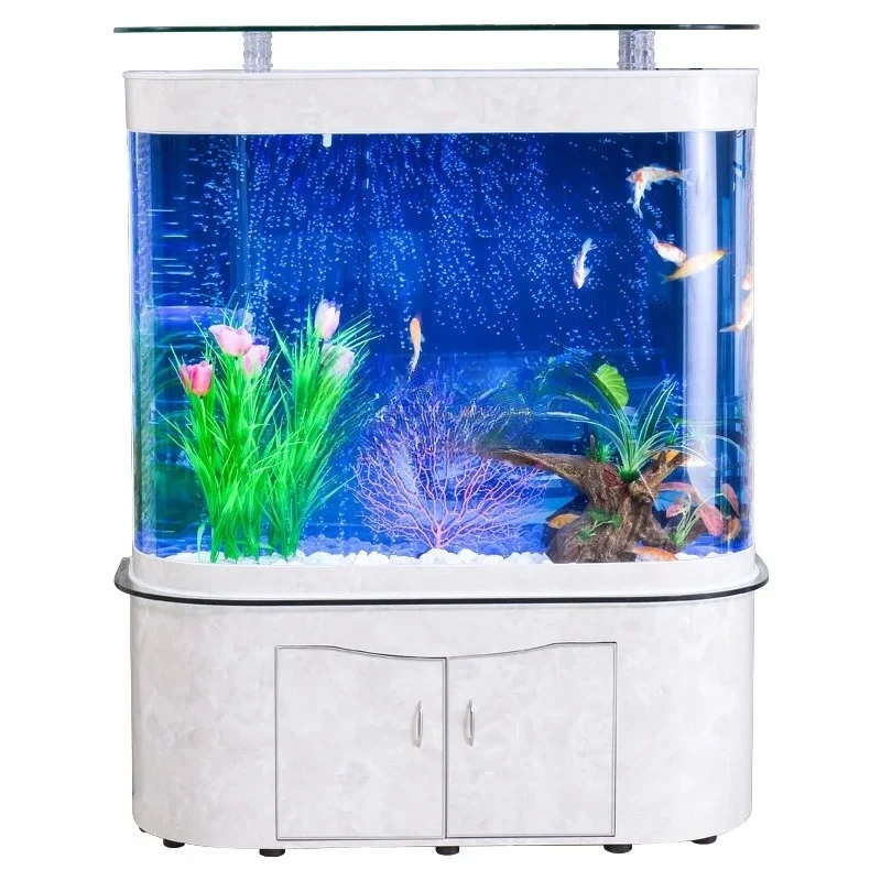 

Double round Fish Tank Ecological Glass Change Water against the Wall Aquarium