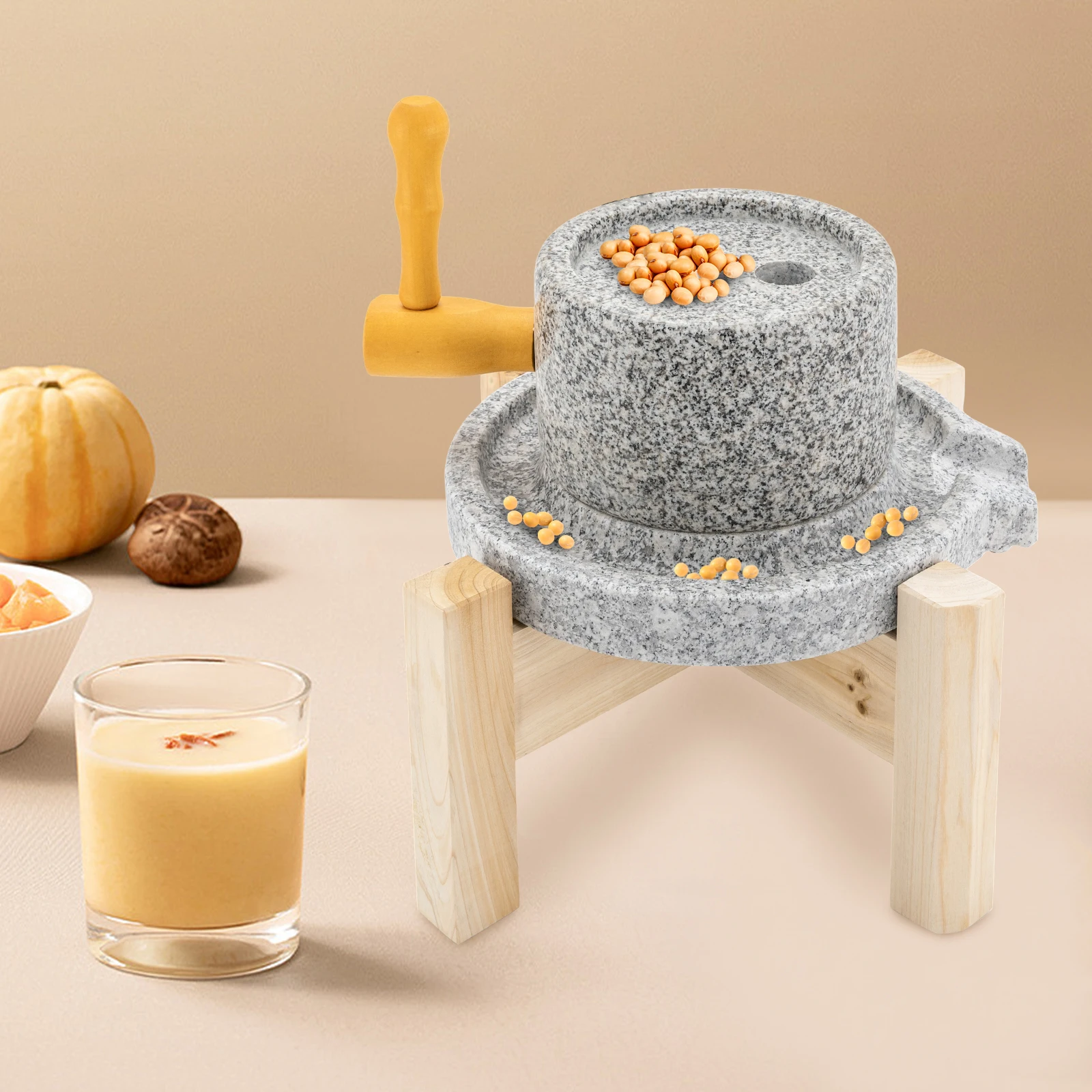 Household Multifunctional Hand Driven Hemp Stone Mill With Support Stand Dry Wet Dual Use Grinder For Soymilk Wheat Flour Rice Corn Pulp Making