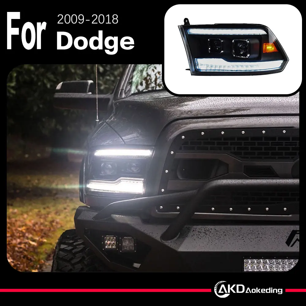 

AKD Car Model for Dodge Ram Headlights 2009-2018 Ram1500 2500 LED Headlight DRL Dual Projector FACELIFT