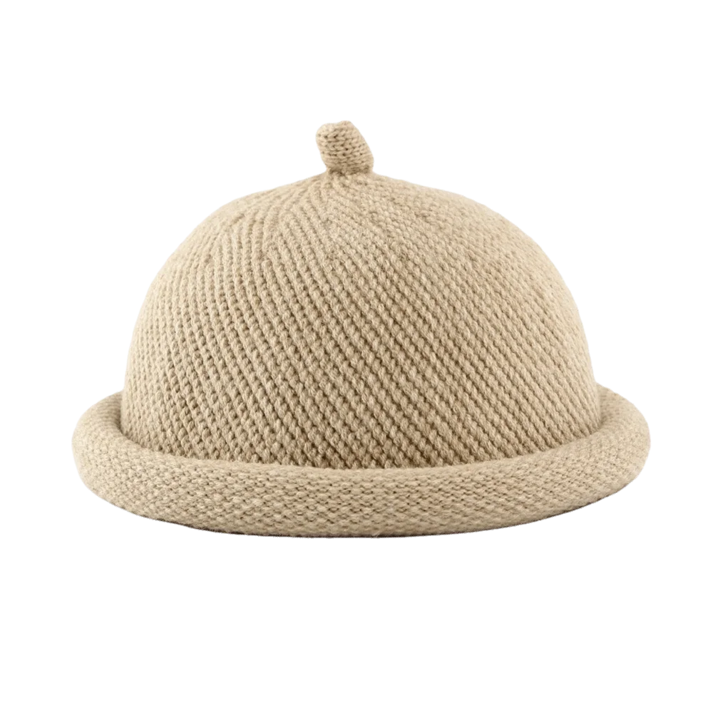 Sweet Solid Color Melon Skin Hat Knitted Rolled Edge Beret Cap Keep Warm Hip Hop Pacifier Cap Women