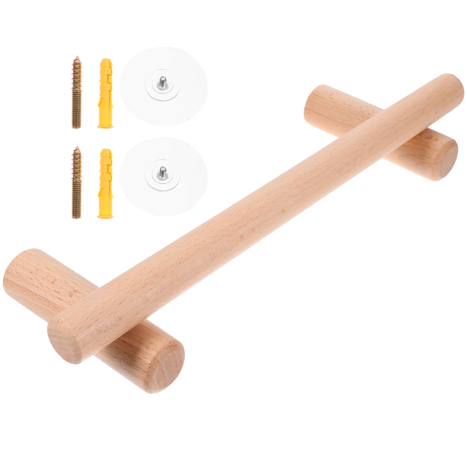 

Solid Wood Single-rod Towel Rack Durable Bathroom Accessories Holder Space-saving Wooden Bar Organzier Japanese Style