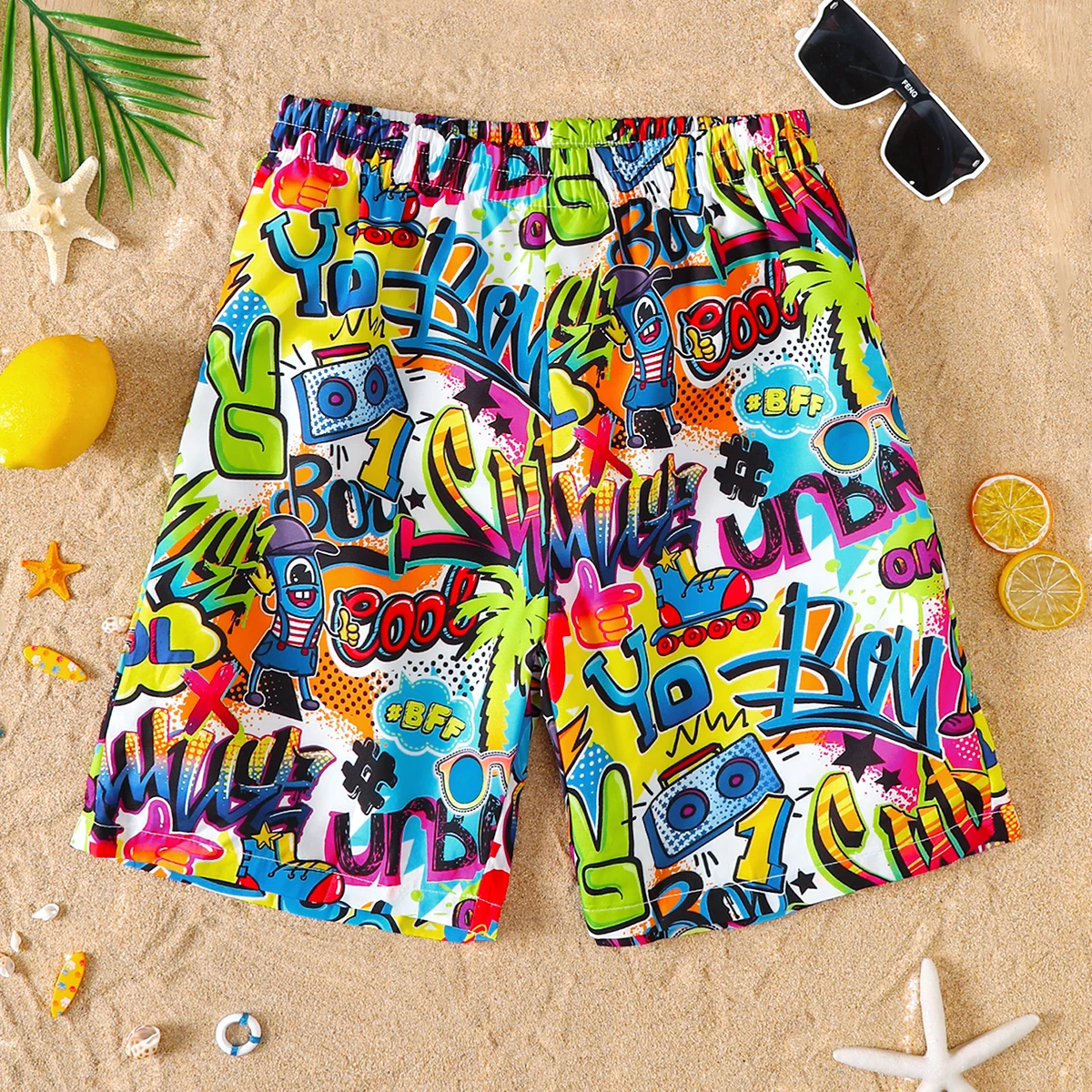 Pantalones Cortos Casuales de Playa para Niños, Bebés y Niños Pequeños, Estampado Colorido, Cómodos y Ligeros, Pantalones de Verano
