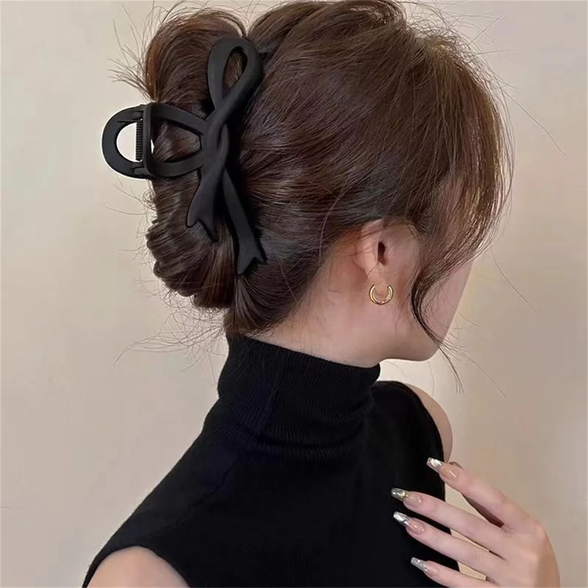 Matte Acryl Haarspangen Vintage Band Schleife Haarklammern Krabben Kopfbedeckung Haarnadeln Hai Pferdeschwanz für Frauen Accessoires Haarspange Geschenk – Detail 6