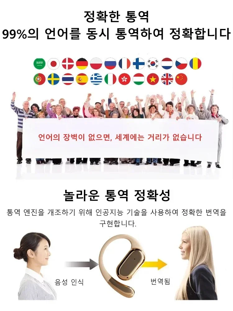 Translation Earbuds AI Language Translator Earbuds Real Time Translation in 144 Languages for Travel Business Bluetooth 5.3