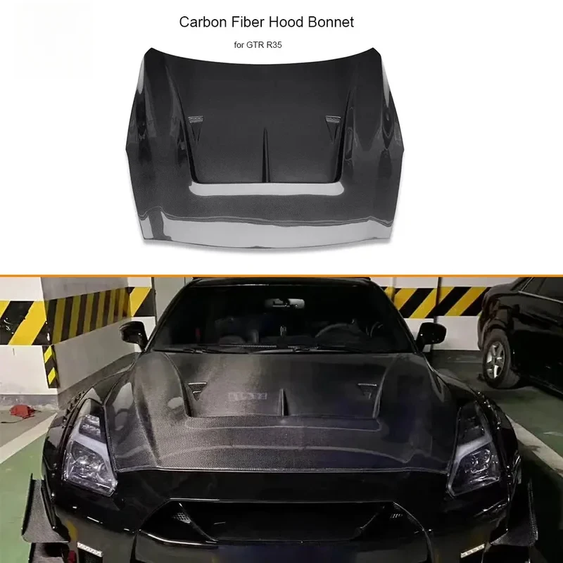 LB Style Carbon Fiber Front Bumper Engine Cover Hood Bonnet Lid Cover for Nissan GTR GT-R R35 2009-UP