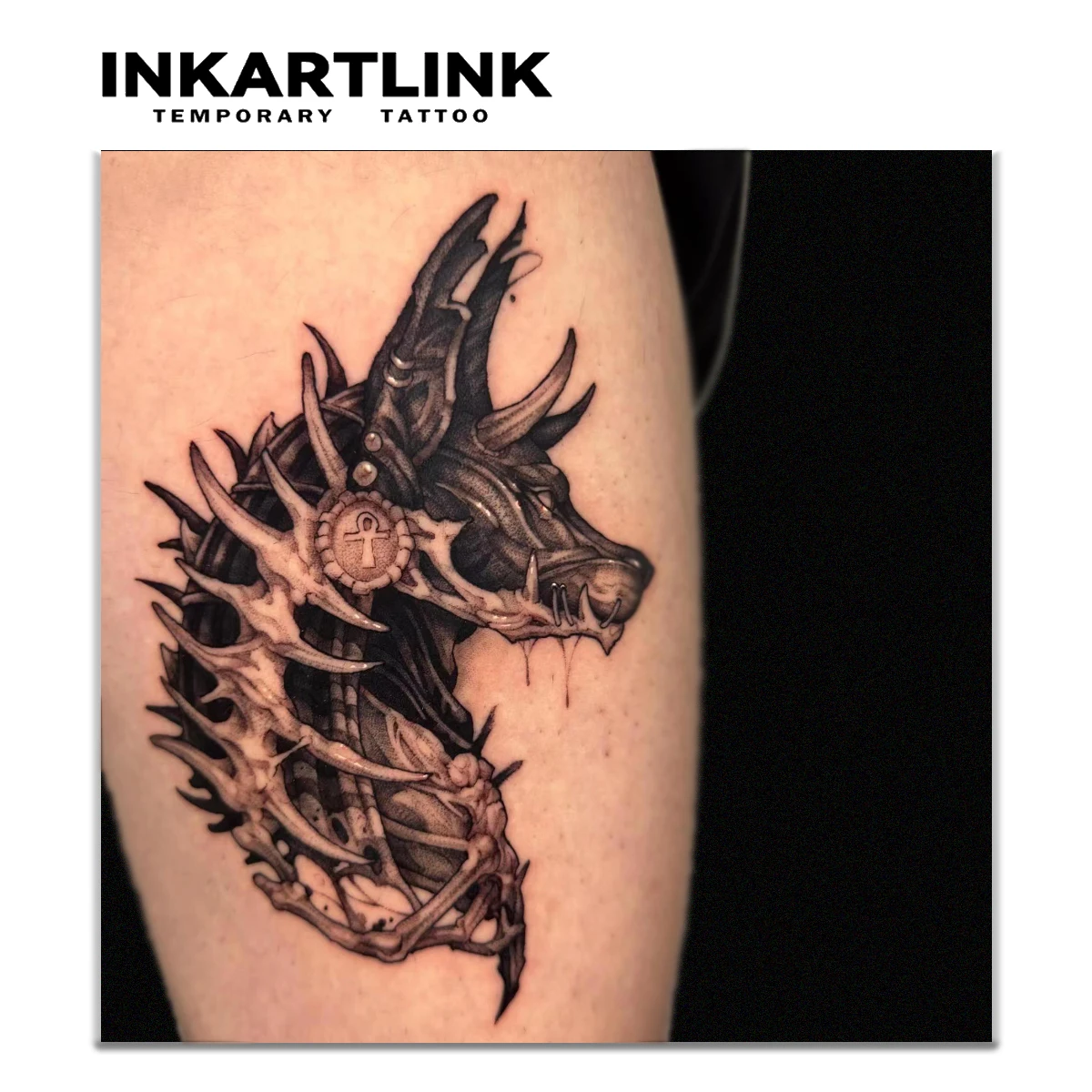 Skull dog temporary tattoo sticker, waterproof magic tattoo, lasts to 15 days fake tattoo, semi permanent tattoo