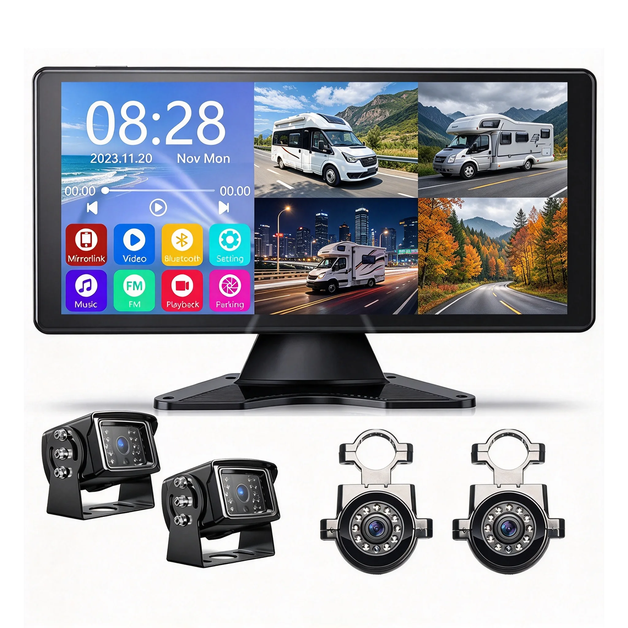 4CH Quad DVR Backup Camera System 10.36