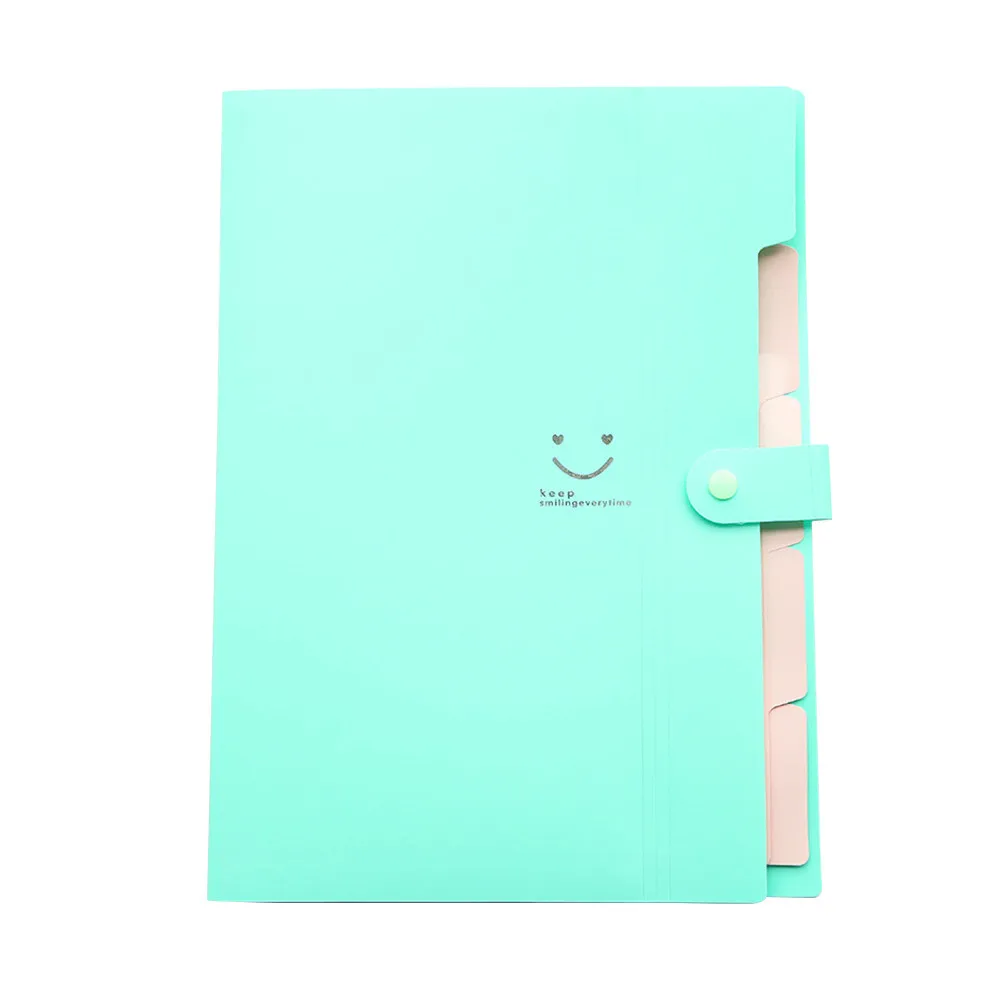 

5 Pockets Pink Blue Green Purple Plastic Expanding File Folder A4 Letter Size Snap Closure Accordion Document Organizer Travel