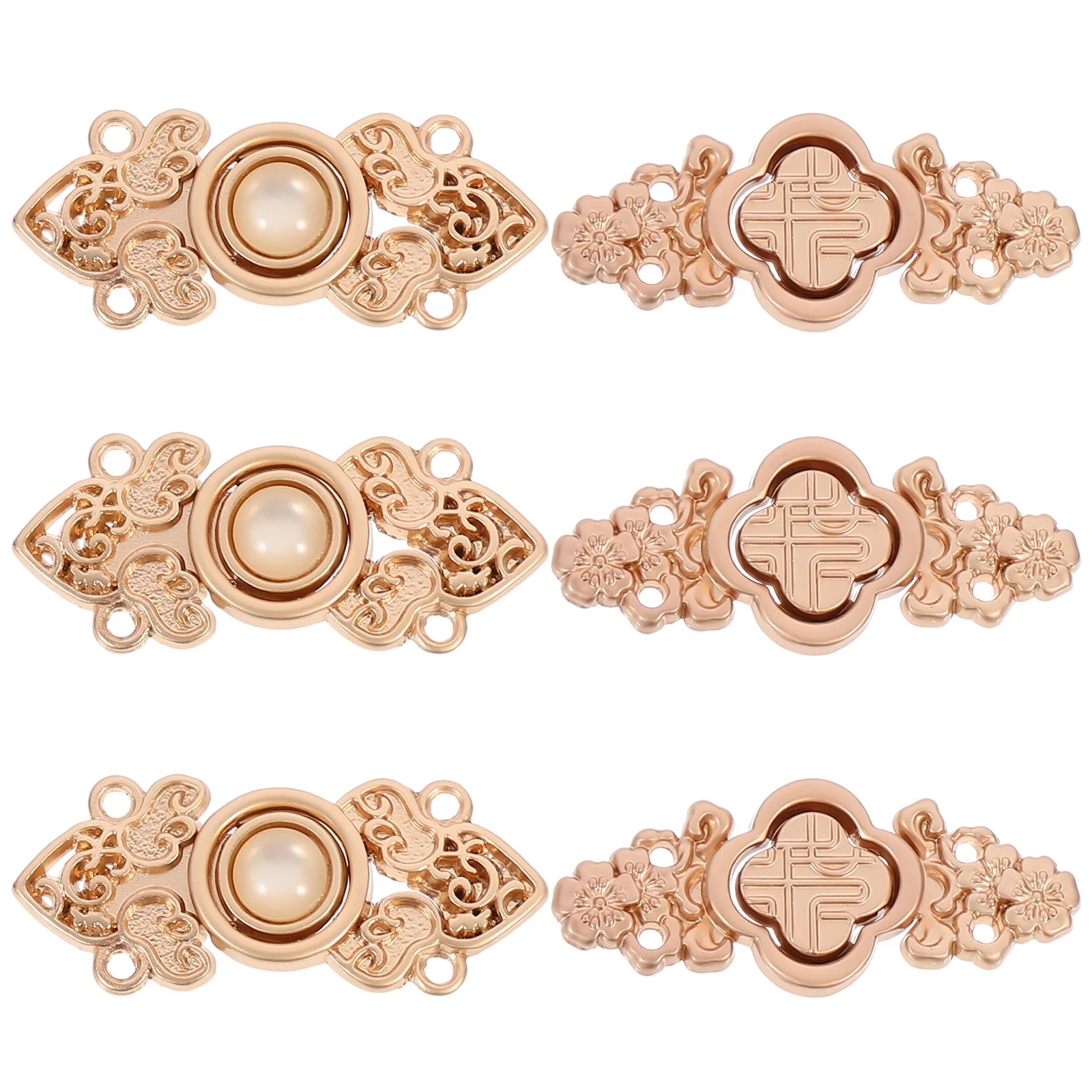 

6pcs Metal Auspicious Cloud Plum Blossom Buckles Vintage Fastener for Coat Chinese Costume Button Clothing nament Zinc