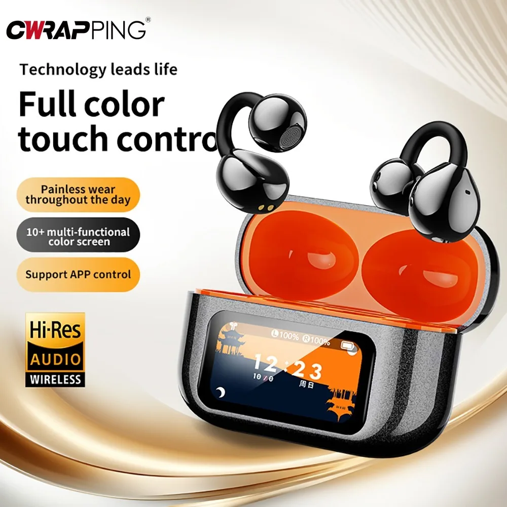 Auricolari Bluetooth XG42 OWS Open Ear Clip con Schermo Touch a Colori, TWS con Protezione UV, Funzione Anti-Smarrimento, Cuffie Stereo Sportive
