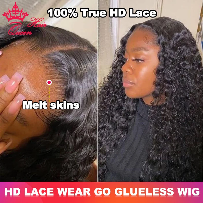 Deep Wave Real HD Glueless WEAR AND GO Curly Wig True HD 5x5 Undetectable Invisible Melt Skin Lace Pre Plucked Raw Queen Hair