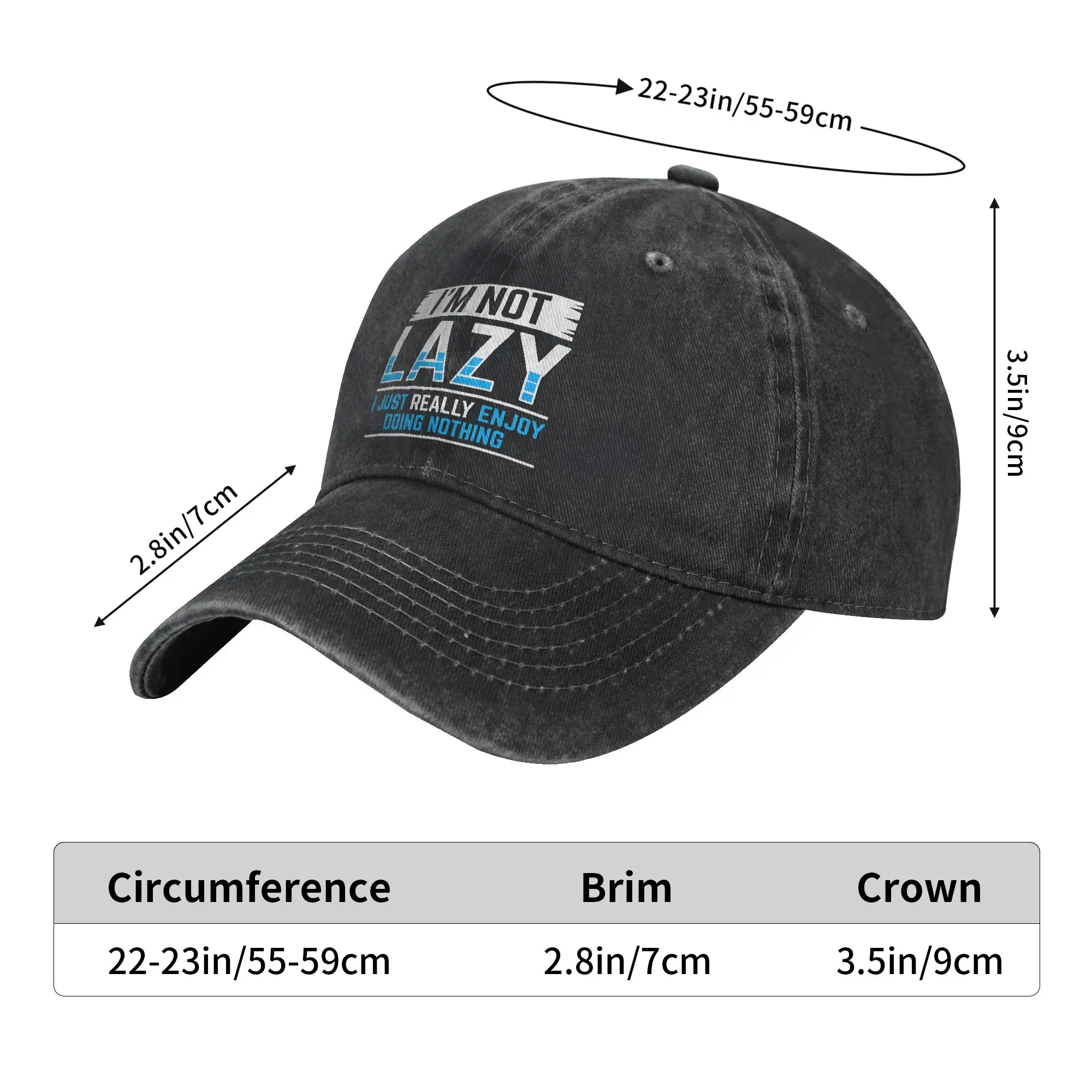 Men Women I'm Not Lazy I Just Really Enjoy Doing Nothing Printed Hat Fashion Distressed Washed  Baseball Cap Adjustable