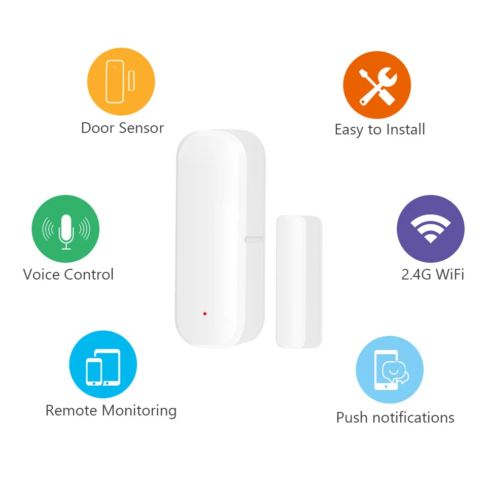 Tuya Smart WiFi Door Window Sensor Open Closed Magnetic Detector Smart Home APP Voice Control Via Alexa Google Home Smart Life