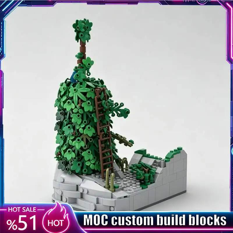 867PCS Winter Bonfire Scene MOC Model Custom Puzzle Blocks Architecture DIY Creative Assembly Educational Toy Collection Gifts