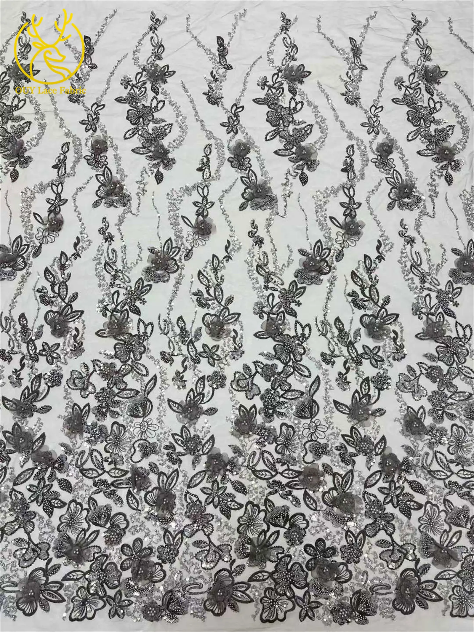 Luxuriöser afrikanischer Spitzenstoff mit Pailletten und Perlen, 2026, Premium-Qualität, grüner französisch-nigerischer bestickter Spitzenstoff, Partykleid, 5 Yards – Detail 9