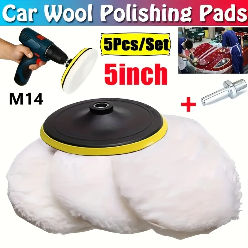 

Набор полировальных подушечек для вощения автомобиля, 5 предметов, разъем для сверла M10/M14, подушка для ухода за краской автомобиля и укладки, применение воска автомобиля