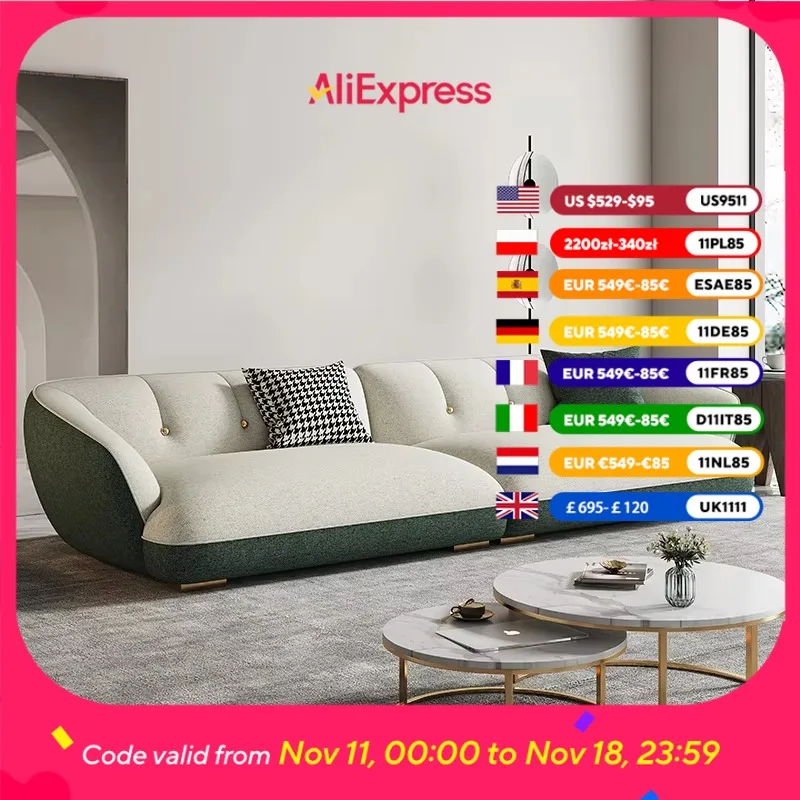 

Fabric Sofa Italian Minimalist Living Room Small Unit Modern Minimalist Straight Row No Wash Technology Fabric Light Luxury Inte