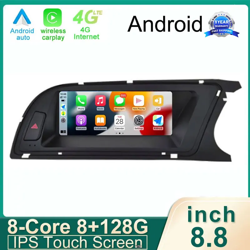 

RHD 8.8 Inch Android 14 Touch Screen For Audi A4 A4L B8 2013-2016 Car Accessories Carplay Monitors Multimedia Audio Radio Player