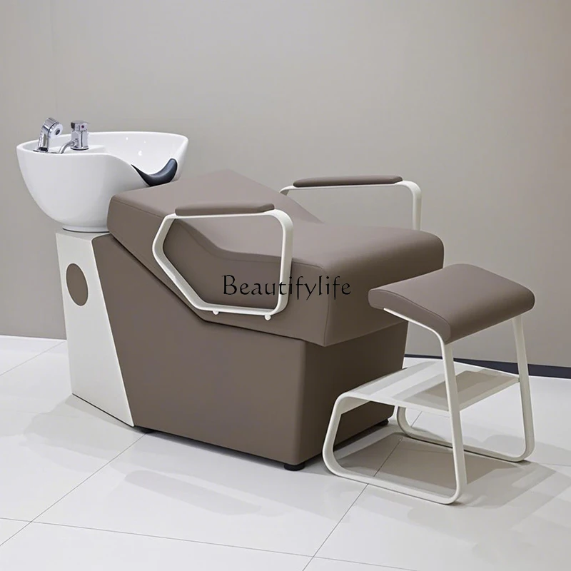 

Cream Style Hair Salon Special Shampoo Bed Barber Shop Shampoo Recliner Detachable