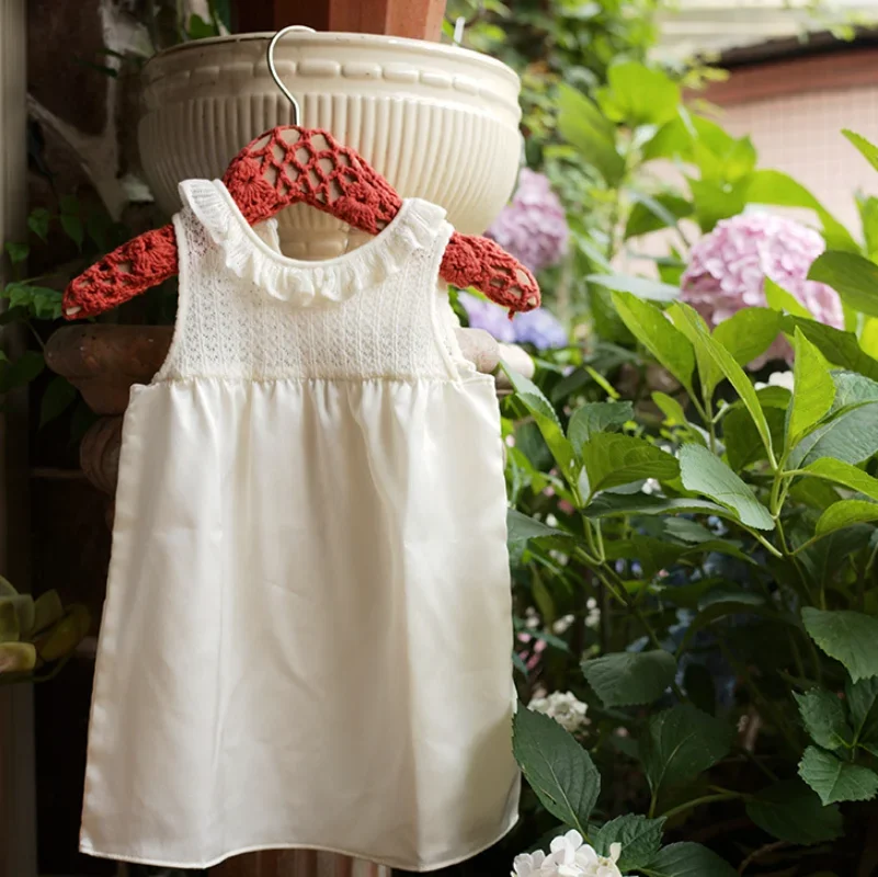 

Girls Dress 2025 Summer New White Tencel Splicing Children's Dress Fashion Sweet Korean Baby Princess Dress Children's Clothing