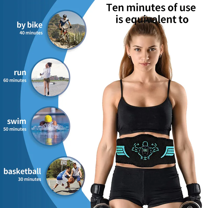 EMS Muscle Stimulator Massage Toning Belt Abs Trainer Electric Muscle Toner Fitness Training Body Slim Belly Waist Weight Loss