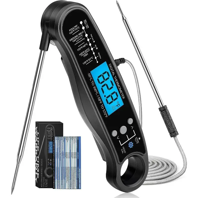 Digital Kitchen Food Body Temperature With 2 Probes For BBQ Cooking Fast And Precise Meat Body Temperature Tools Backlight