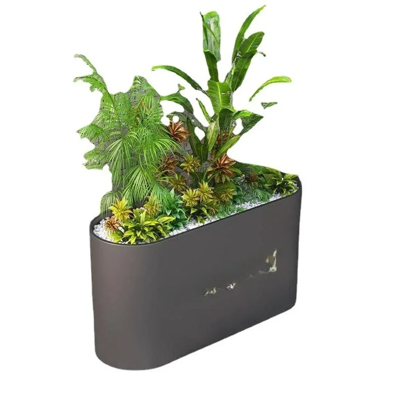 Outdoor wrought iron flower bed balcony outdoor wrought iron courtyard partition flower box combination