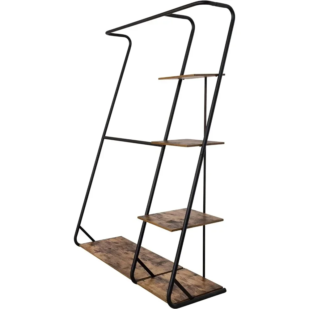 

#For Freestanding Double-Rod Open-Closet Clothes Storage Wardrobe, Black WRD-08156 Rustic 65 lbs&