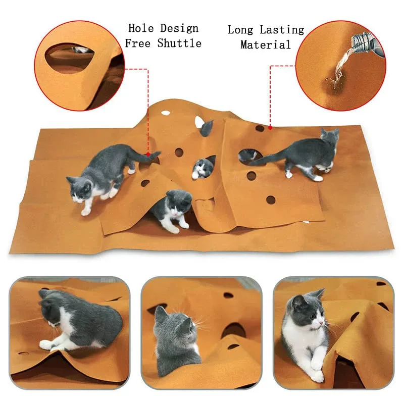 Foldable Cat Tunnel Pet Cat Agility Training Mat Cat Litter Mat Felt Cloth Pets Indoor Training Supplies Indoor Loud Paper