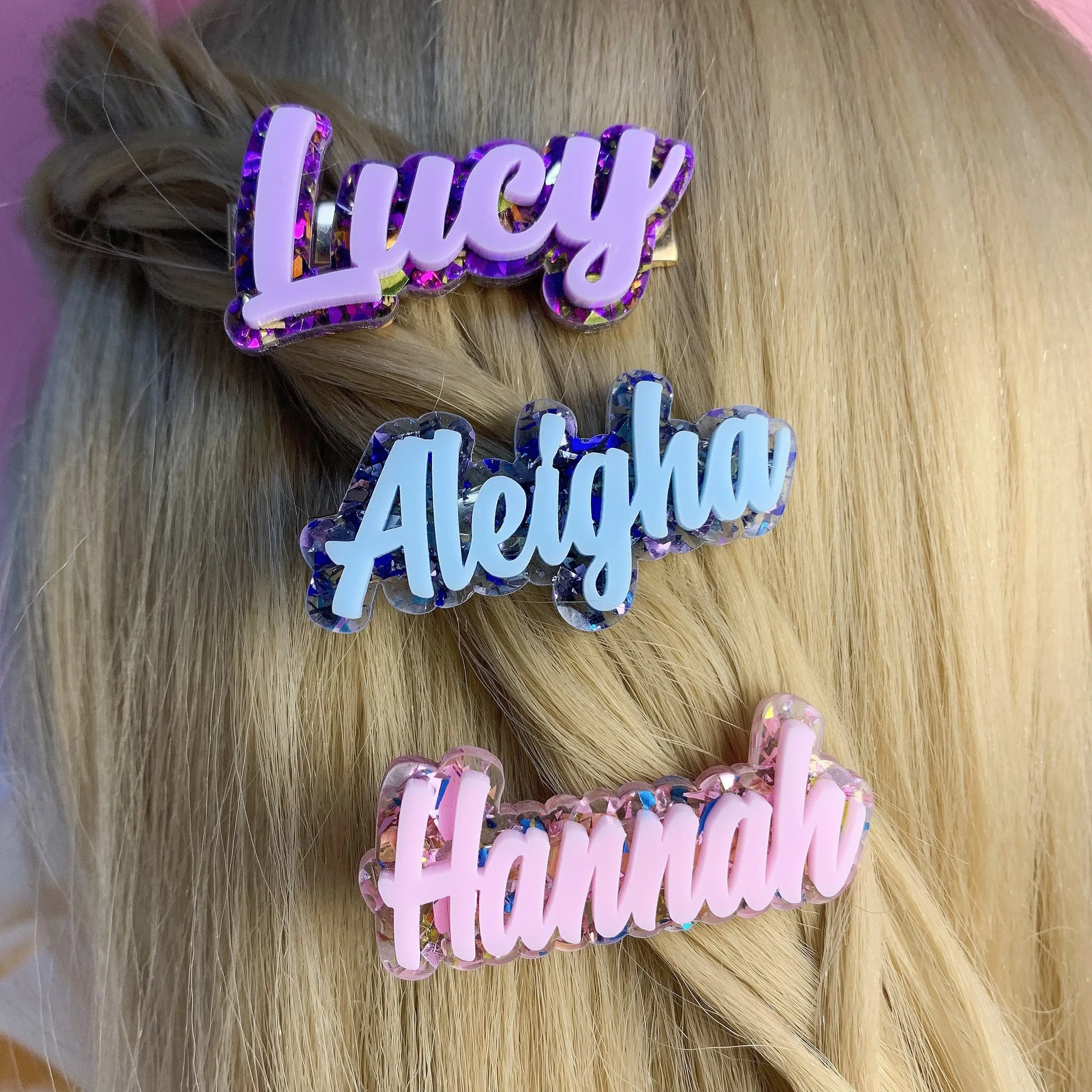 Custom Hair Clip - 1PC Personalized PMMA Comfortable Color Name Laser Engraved DIY Accessory for Daily Use, Teens & Cute Gifts, image 2