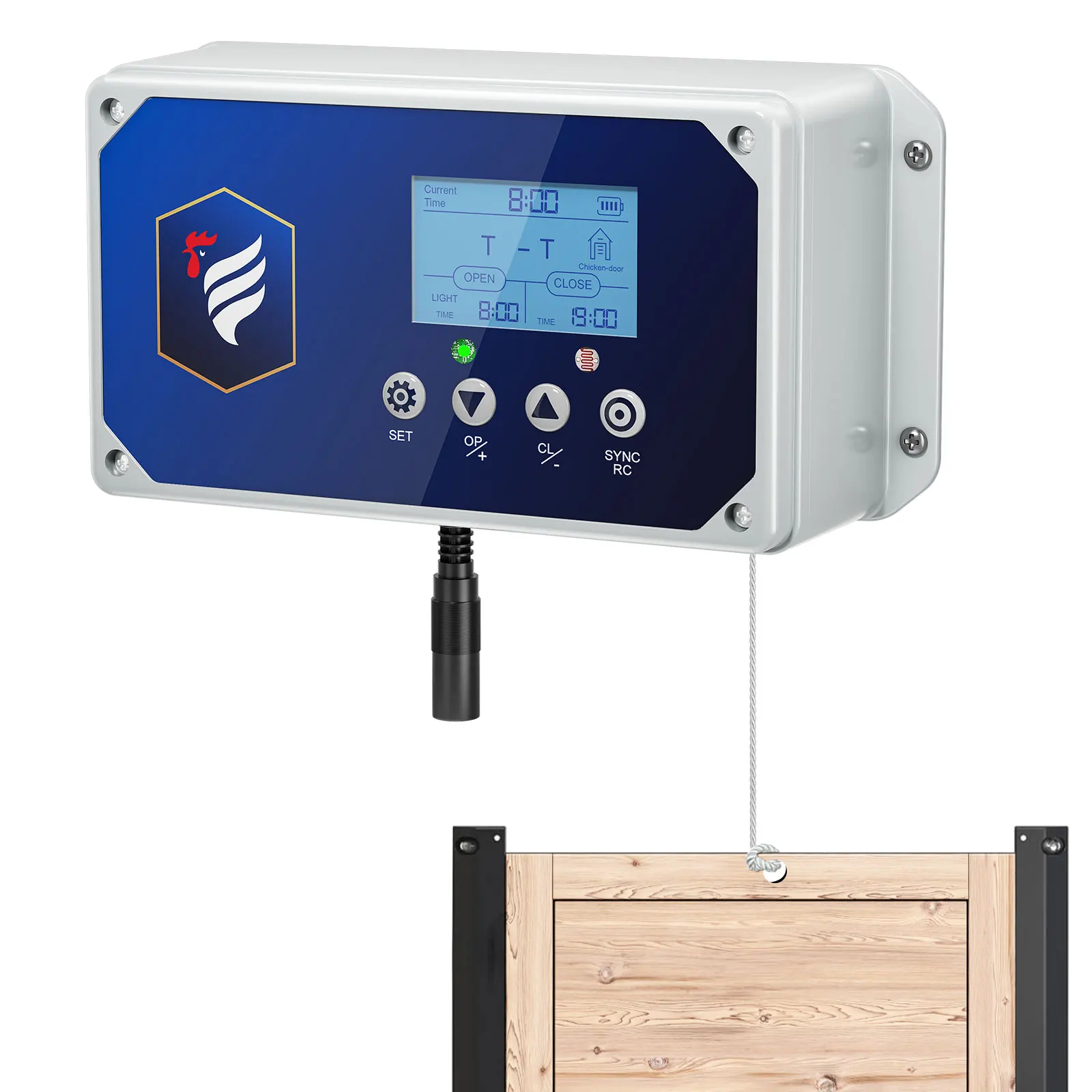 Scatola di controllo automatica della porta del gallinero, impermeabile automatica con sensore di luce, alimentata a batteria, telecomando da 40 m
