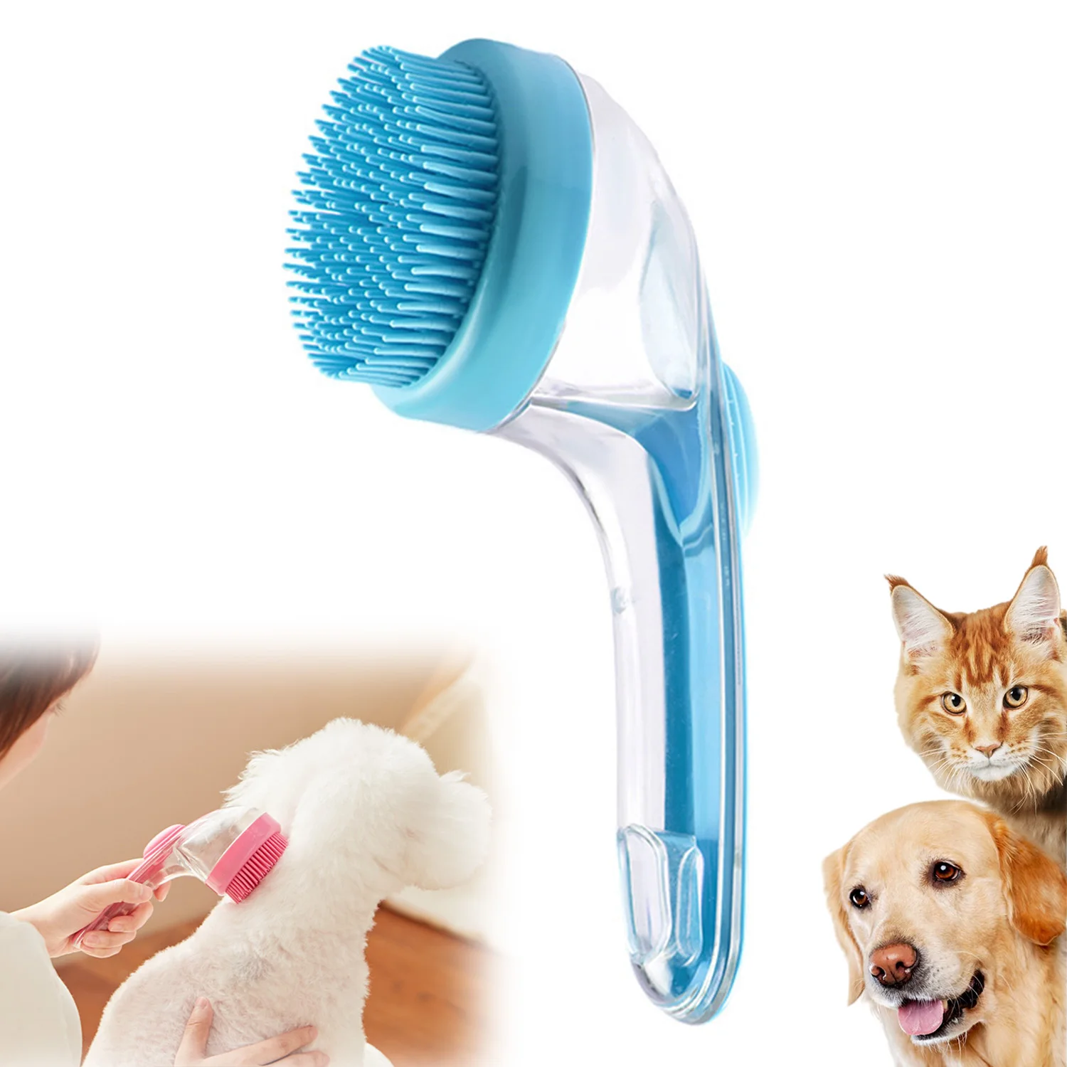 

Portable Bath Brush Soft Silicone Dog Shower Brush Pet Massage Grooming Shower Brush Bath Shampoo Massage Dispenser Shower Brush