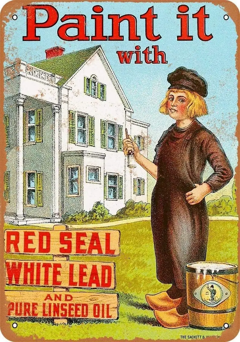 Vintage Dutch Boy White Lead Paint Poster Metal Aluminium Tin Sign  Wall Decor