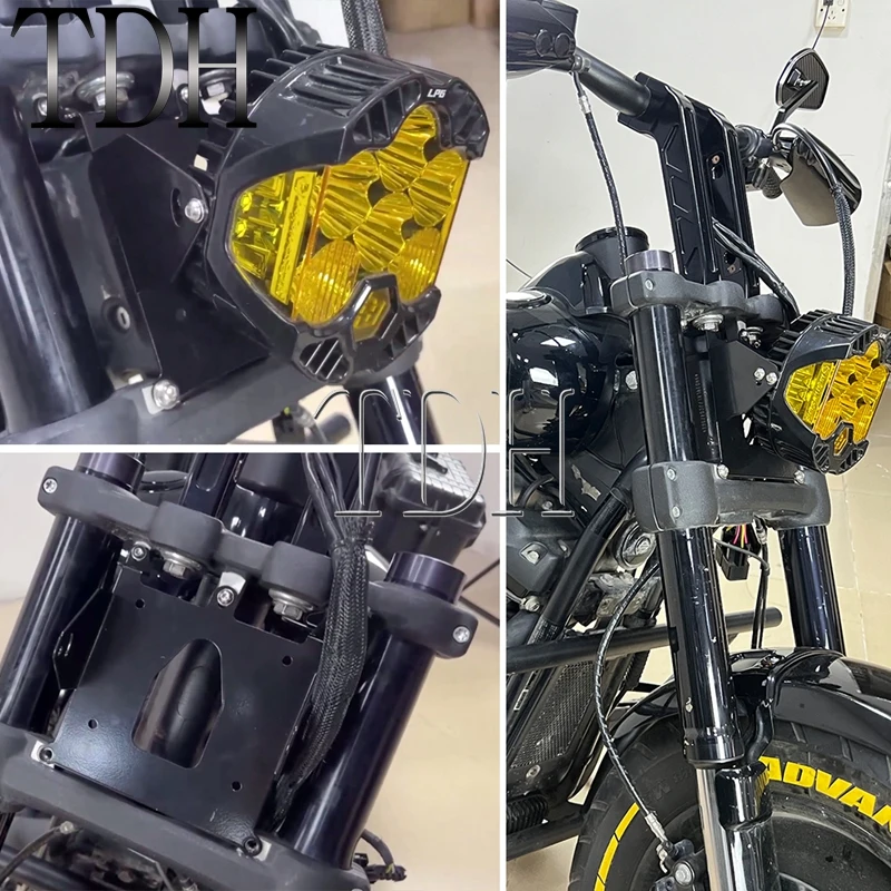 For Harley Softail Fat Bob 114 FXFBS 18+ FXFB 18-19 For Baja LP6 Headlights Brackets Motorcycle Accessories LED Head Light Mount view 6