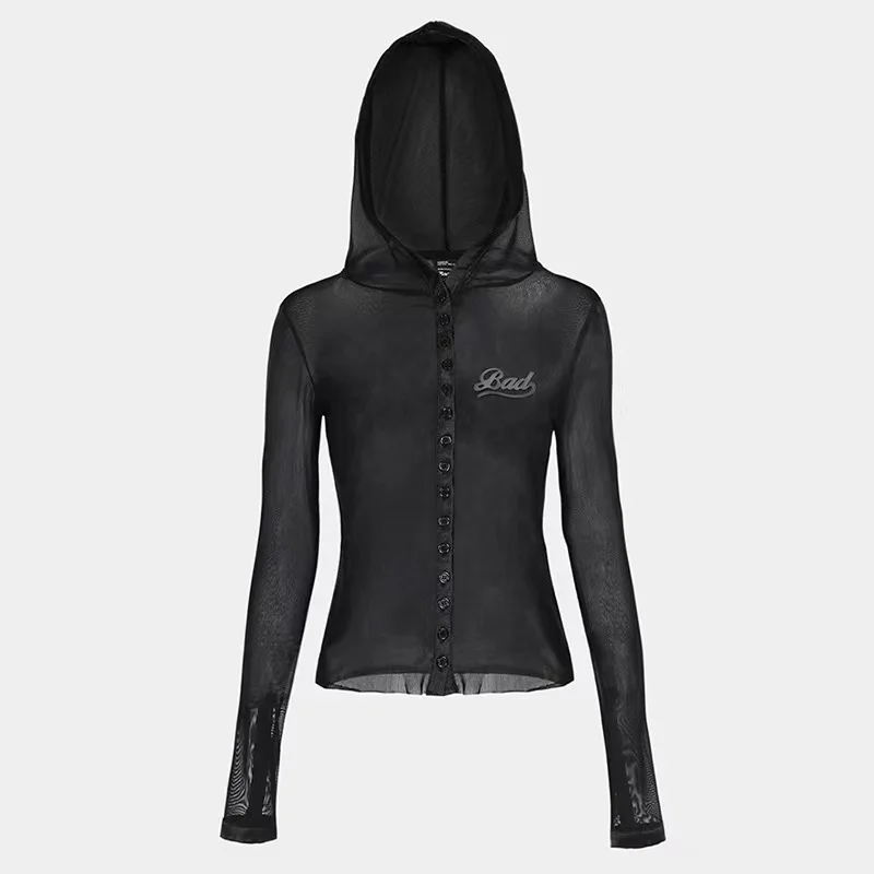 

Модный свободный открытый кардиган с надписью, женское пальто в американском стиле с капюшоном, солнцезащитная одежда, солнцезащитный костюм для пикантных девушек