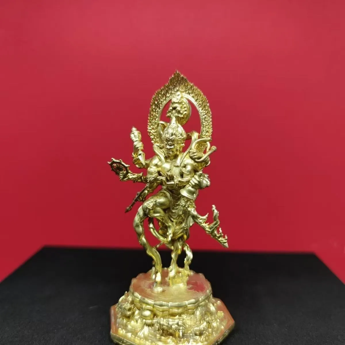 Mini Brass Ucchusma (Goddess) Statue, Buddhist Protector Figurine