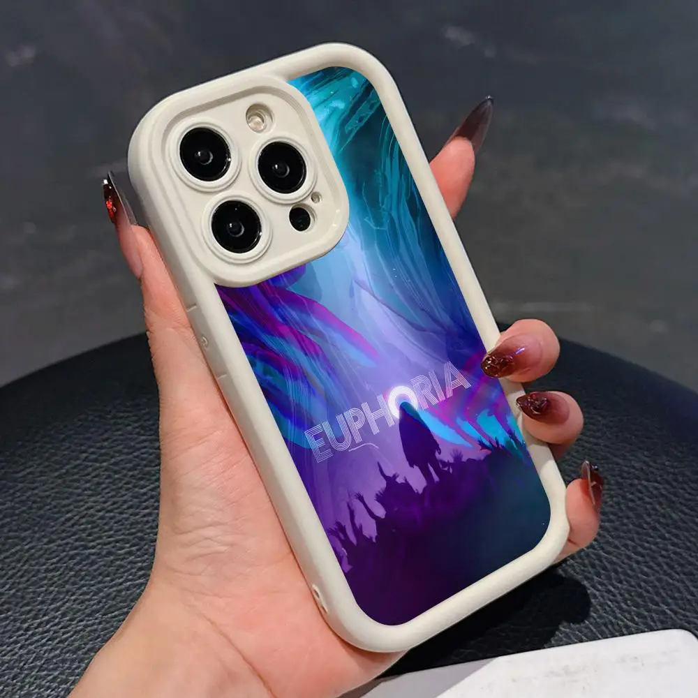 Coque de téléphone Fashion Euphoria pour iPhone 17 16 15 14 13 12 11 Air Pro Max Plus, blanche, en TPU souple, antichoc