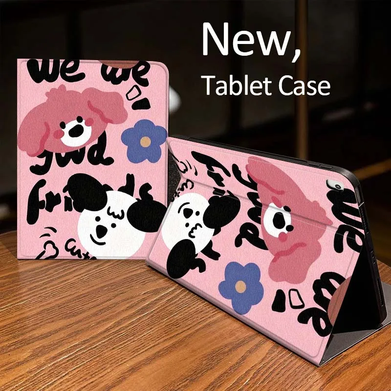 

Cartoon Pattern Red Pink Puppy Case For iPad Pro 10th 11th 5th 6th 7 8 9 2 gen 11 13 M4 M5 10.2 9.7 12.9 10.5 10.9 Inch Tablet