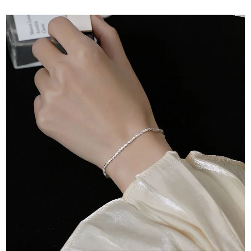

SOMILIA Trendy S925 Sterling Silver Bracelet Korean Bracelet 18K Golden Bracelet Sparkling Glitter High Jewelry Lady Strap Je