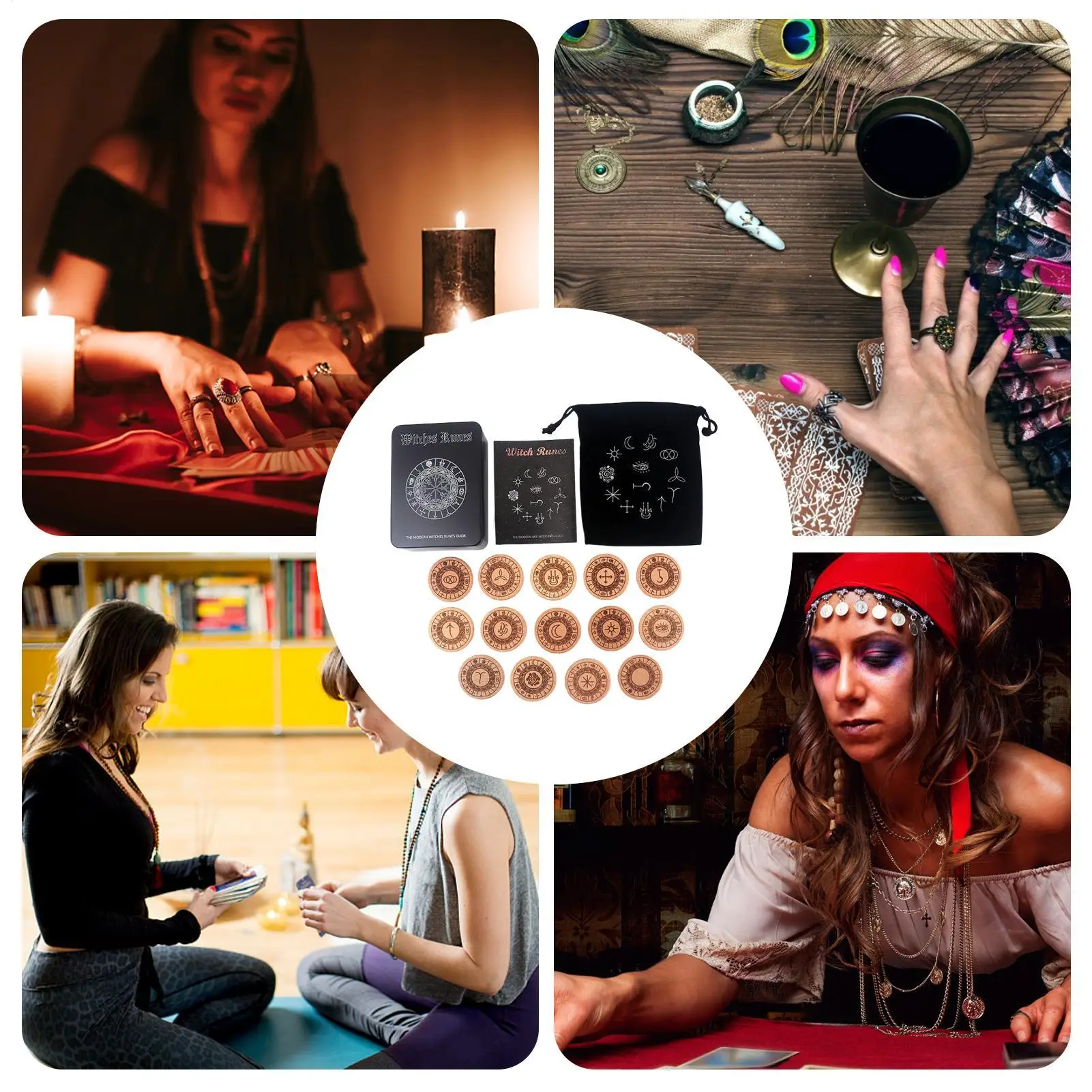 

Рунические камни, 14 шт., деревянные духовные рунические камни, набор карточек для дней рождения, семейных встреч, друзей, приключений, медитации